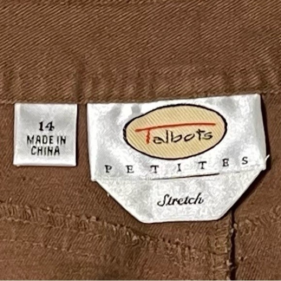 Talbots Linen Blend Pencil Skirt Brown Knee Length Office Summer Casual Size 14P - Picture 2 of 9